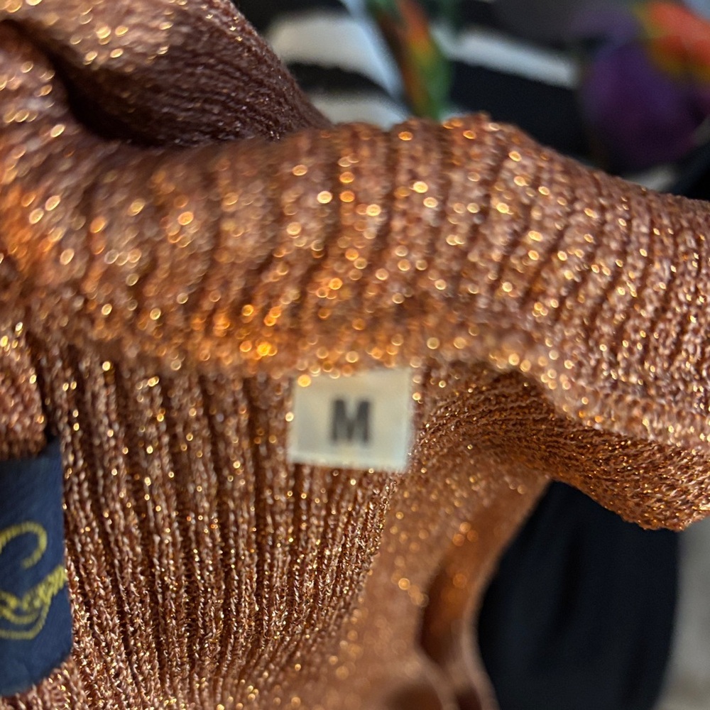 Luisa Spagnoli Sparkling Copper Sleeveless Turtleneck Sweater medium - Picture 7 of 7